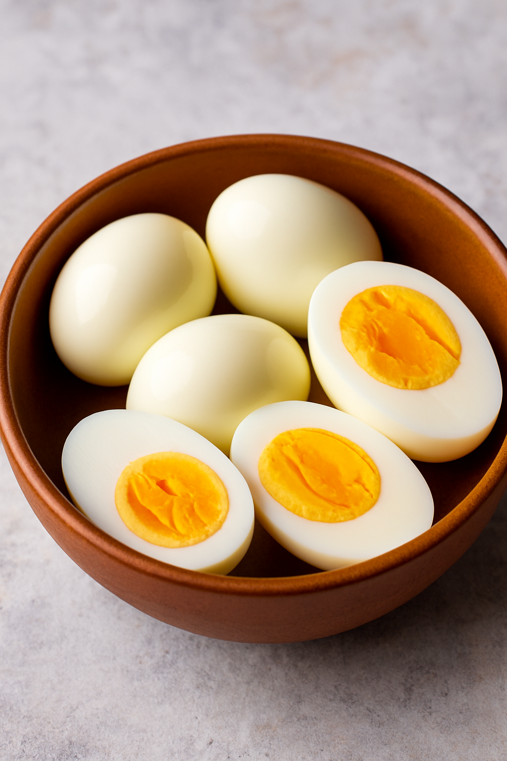Hard-boiled eggs in a bowl