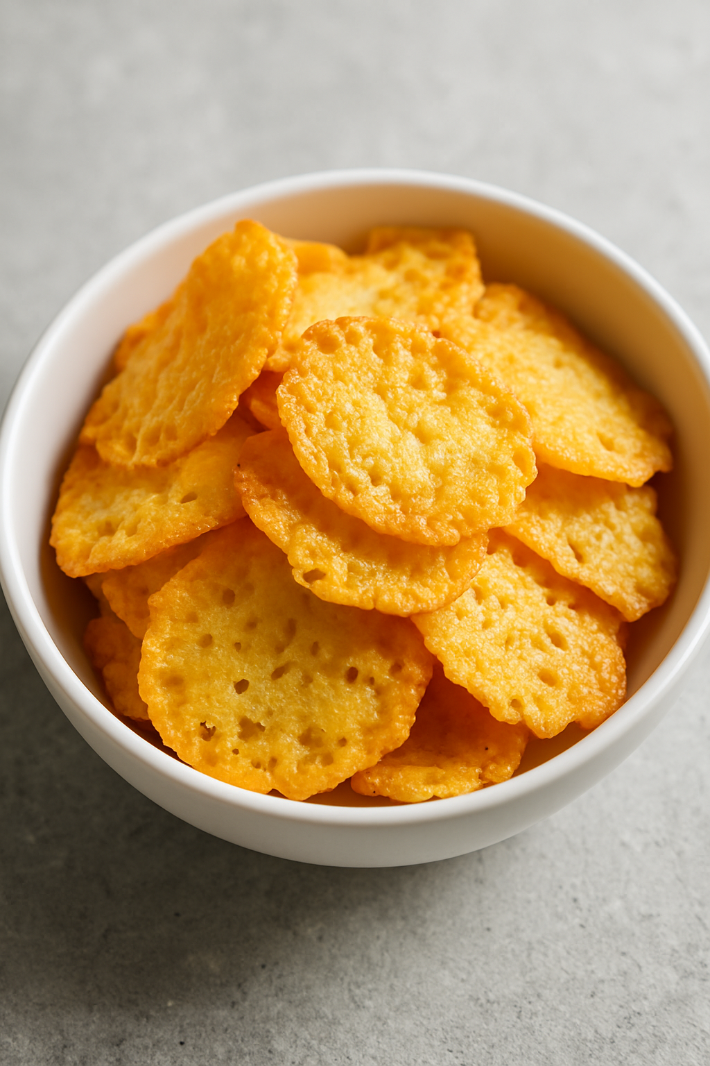 Cheese crisps in a bowl